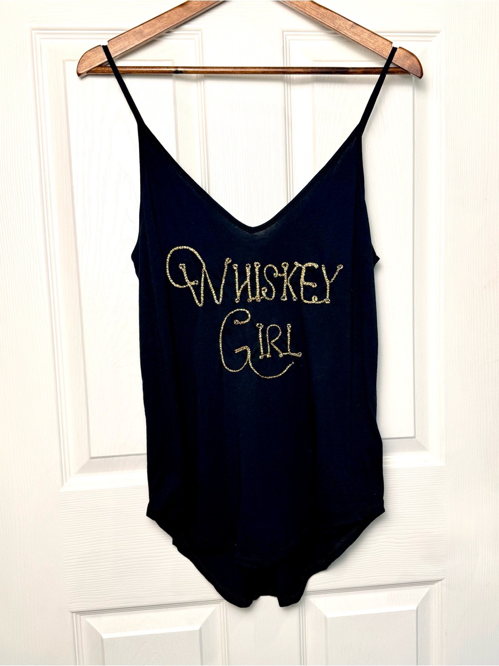 Shyanne Black with Gold 'Whiskey Girl' Cami Top